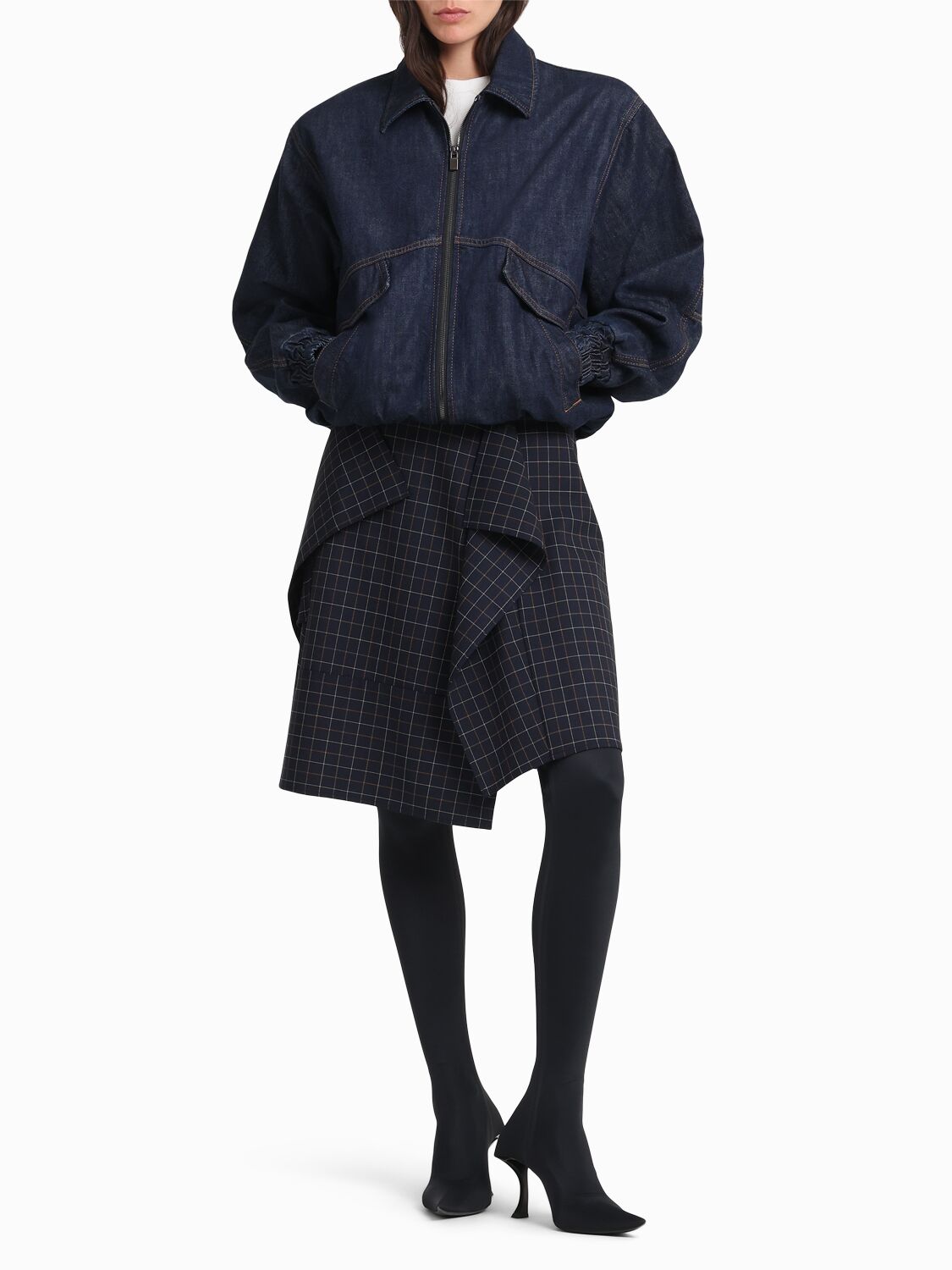 Eenk Asymmetrical Poly Blend Mini Skirt