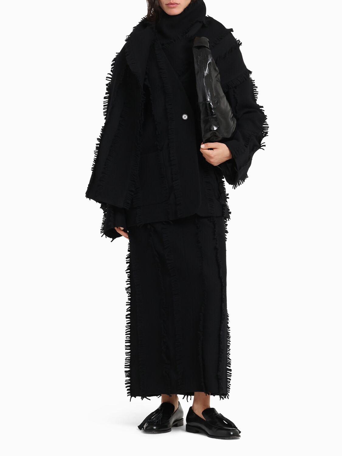 Eenk Straight Wool Blend Midi Skirt