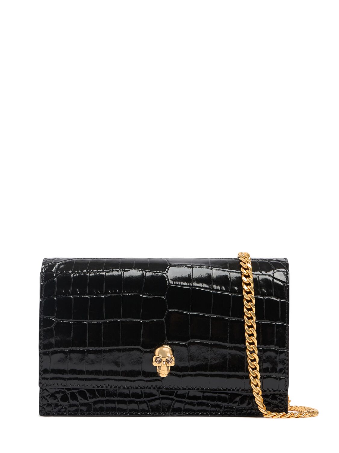 Small Skull Croc Embossed Leather Bag - MCQUEEN - Modalova