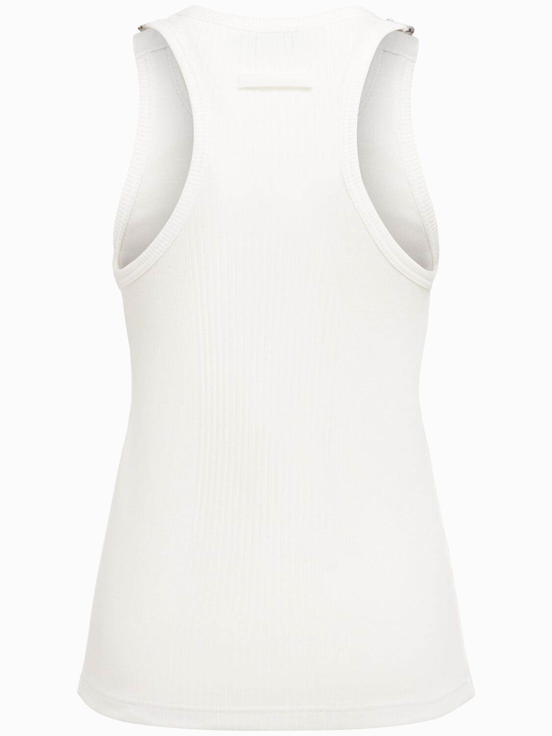 Jean Paul Gaultier Ribbed Texture Sleeveless Tank Top With Double Buckle Hardware In White