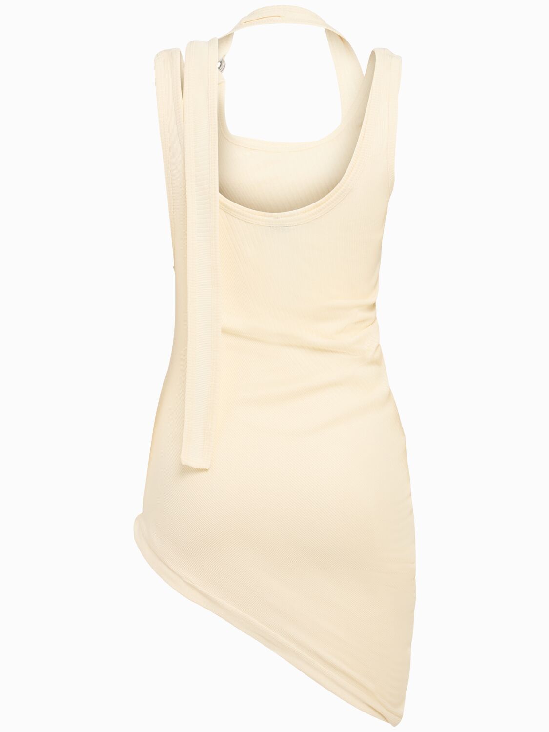 Jean Paul Gaultier Off-white Ribbed Twisted Double Layer Piercing Tank Top In Neutral
