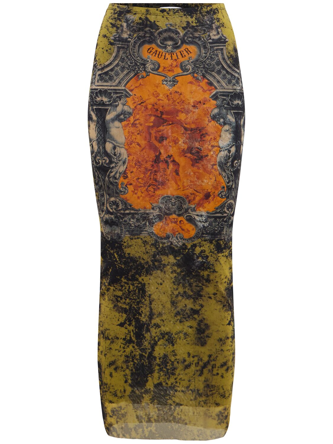 Médaillon Printed Mesh Midi Skirt