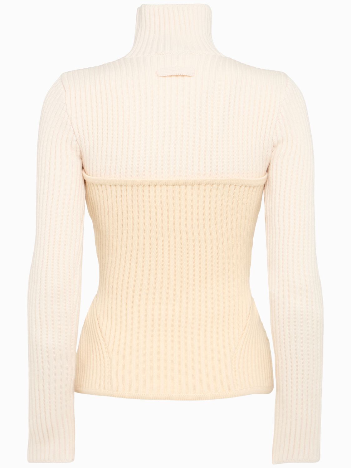 Jean Paul Gaultier Ribbed-knit Wool-blend Turtleneck Sweater In Neutral