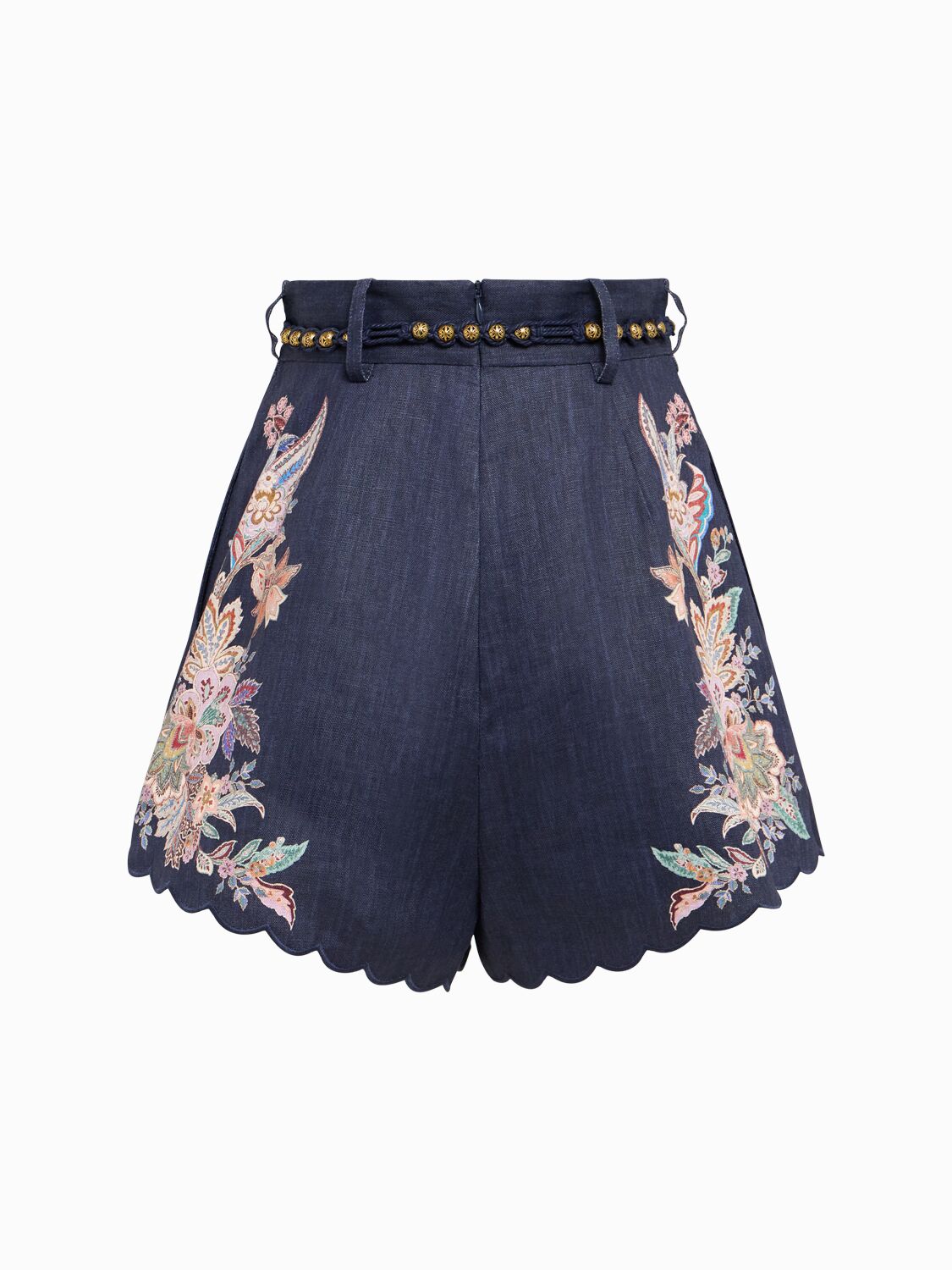 Zimmermann Womens Navy Multi Paisley Rhiannon Floral Linen Shorts Xs