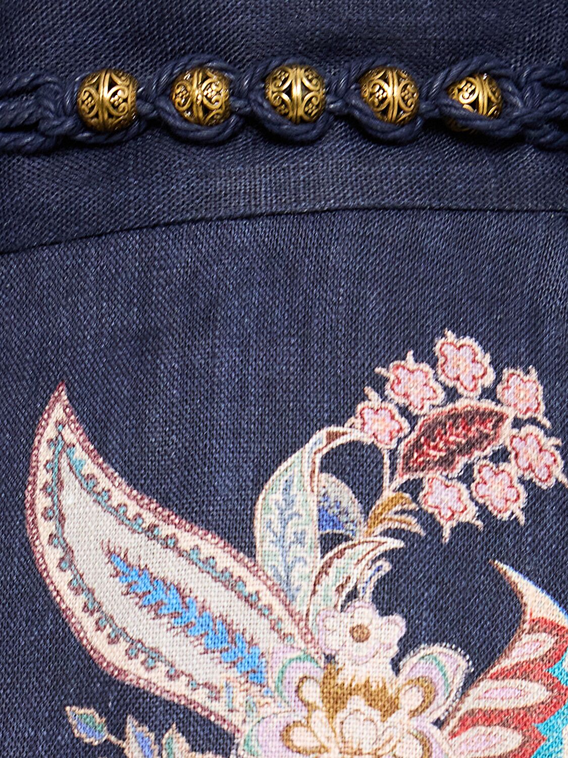 Zimmermann Womens Navy Multi Paisley Rhiannon Floral Linen Shorts Xs