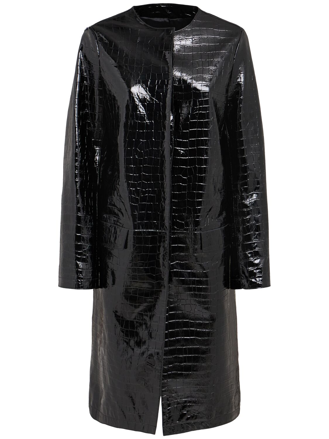 Manteau En Cuir Embossé Crocodile - TOTEME - Modalova