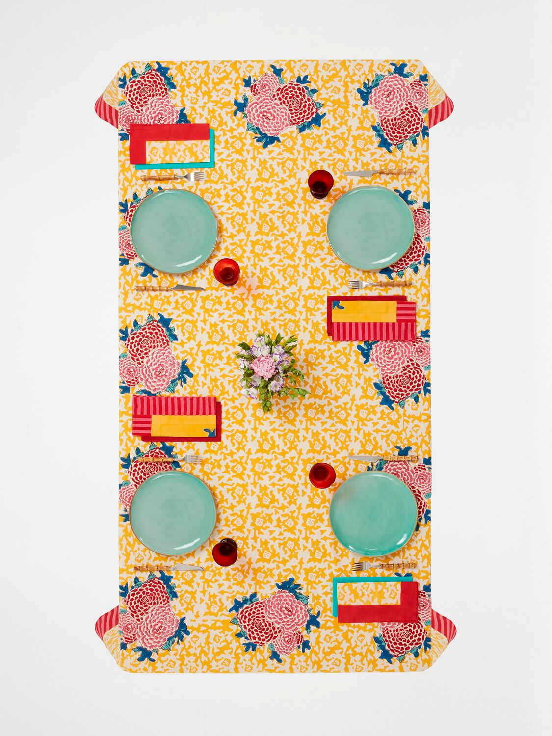 Lisa Corti Arabesque Corolla Rectangular Tablecloth In Yellow