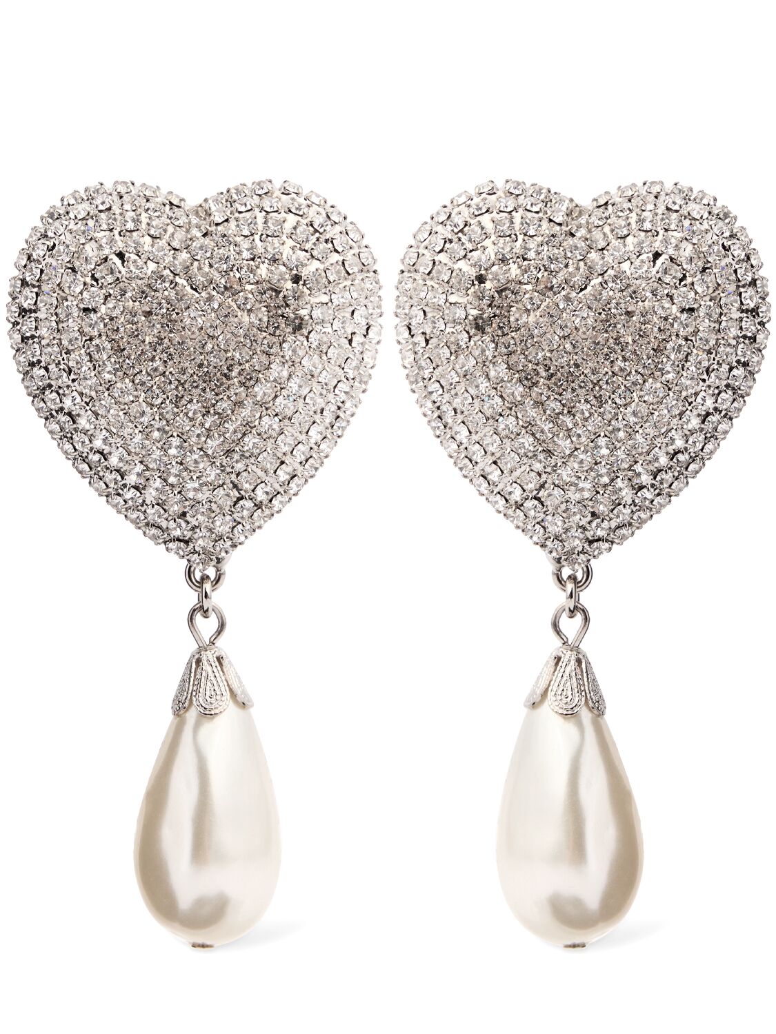 ALESSANDRA RICH Heart Crystal & Faux Pearl Drop Earrings