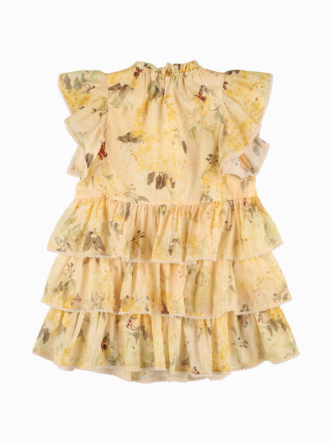 Zimmermann Floral Print Cotton Muslin Dress In Yellow