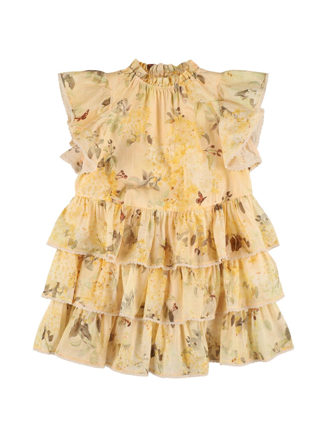 Zimmermann Floral Print Cotton Muslin Dress In Yellow