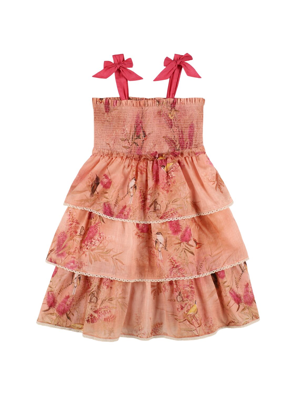 Zimmermann Floral Print Cotton Muslin Dress In Pink