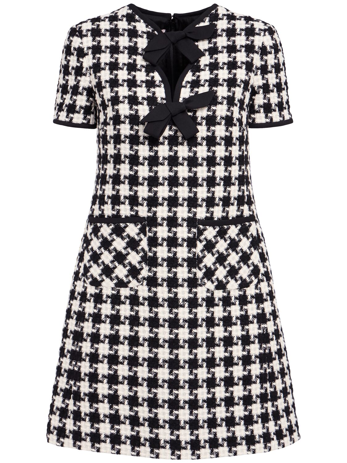 Robe Courte En Tweed À Chevrons Avec Nœuds - VALENTINO - Modalova
