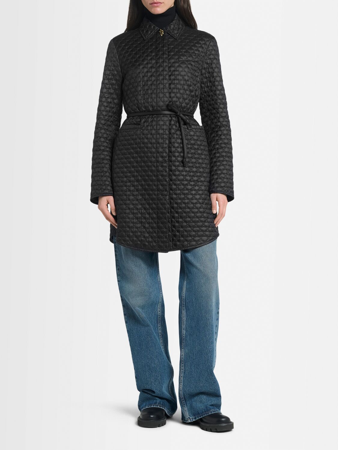Moncler Raissac Geometric Long Down Jacket