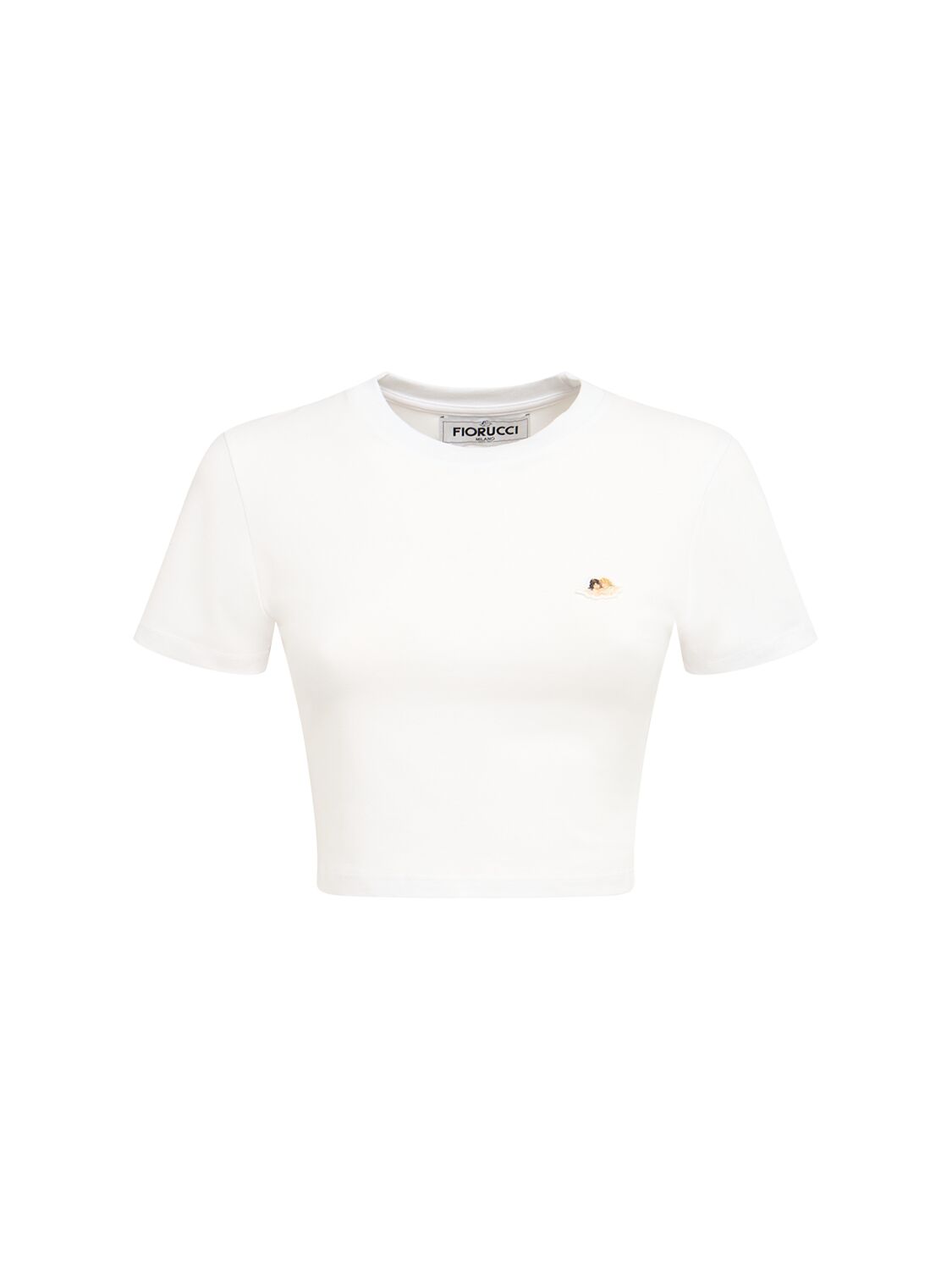 Fiorucci Angel Logo Cropped Cotton Blend T-shirt