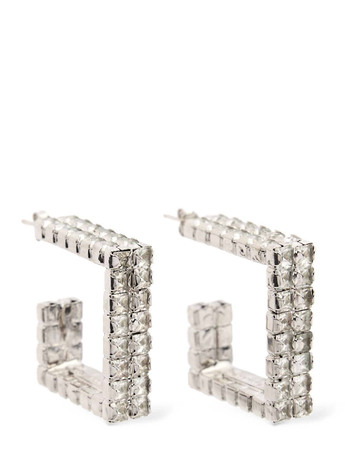 Vetro Crystal Squared Hoop Earrings