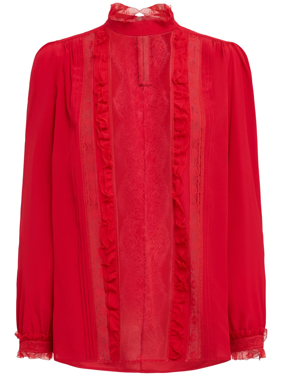 VALENTINO Crepe De Chine Lace Shirt