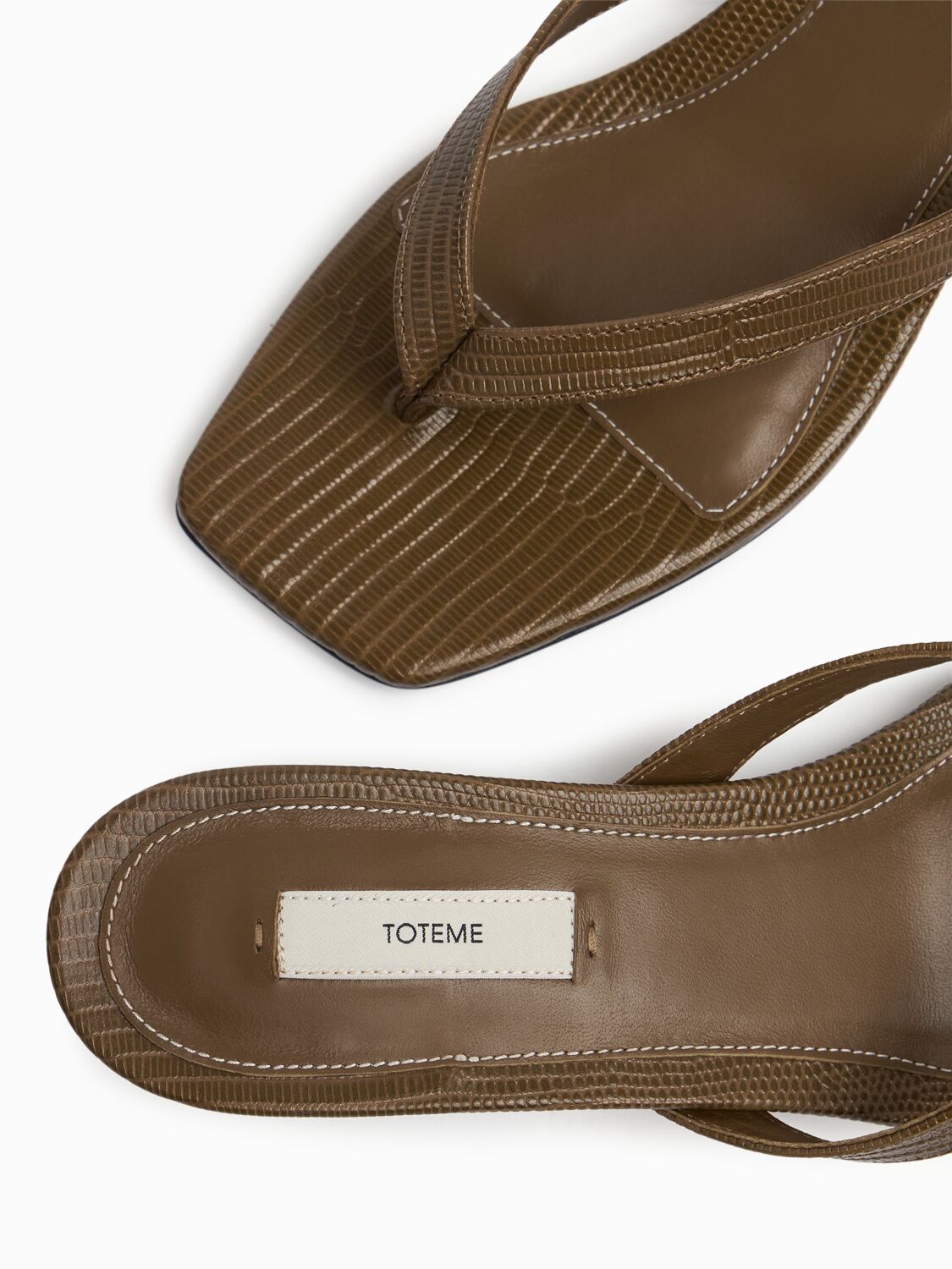 Totême 35mm Lizard Print Leather Thong Sandals