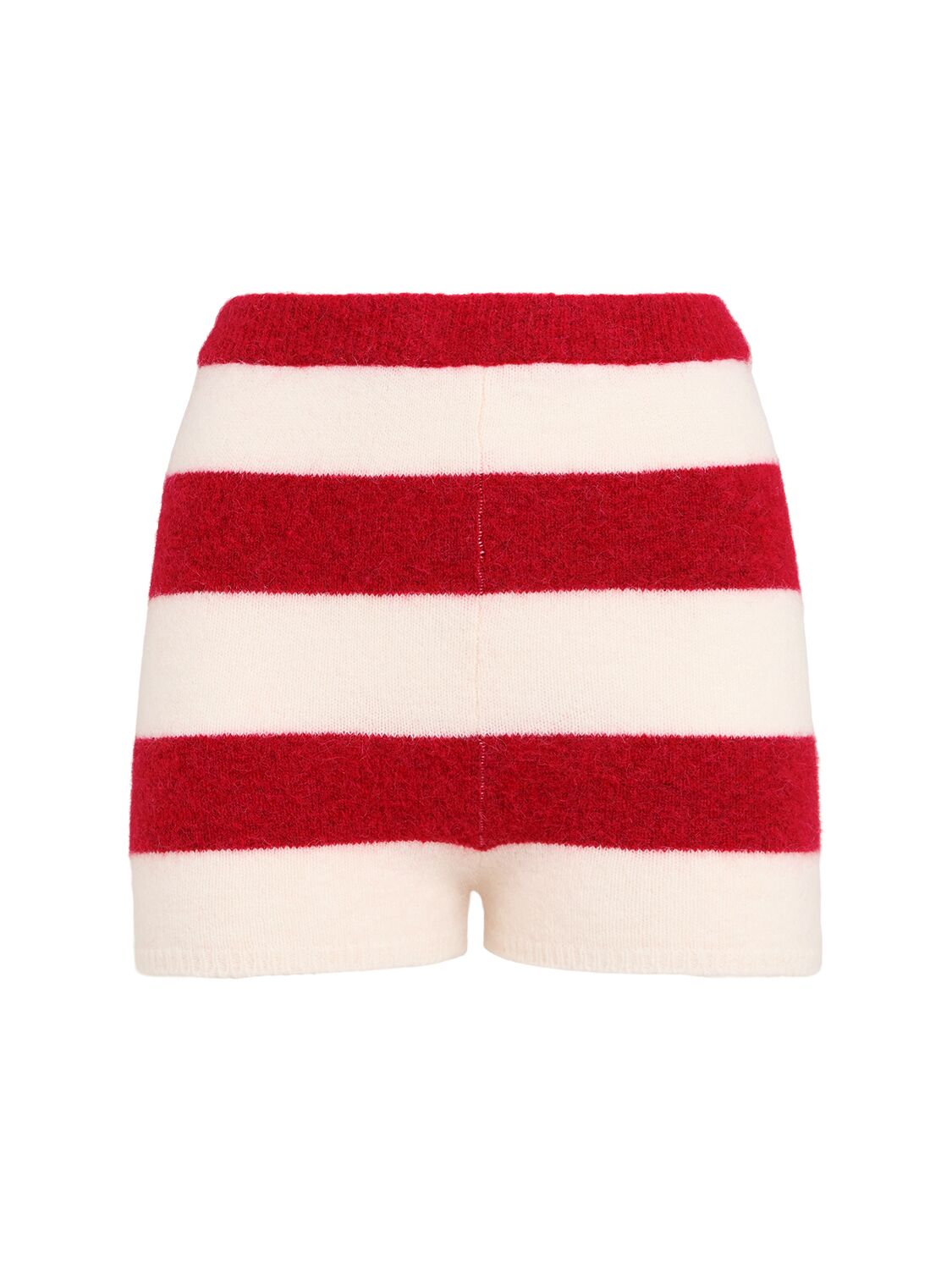 Striped Wool Blend Knit Shorts