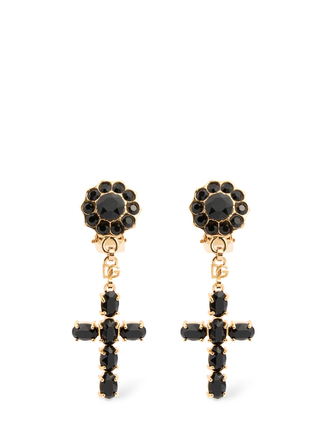 DOLCE & GABBANA Plated Cross Pendant Earrings