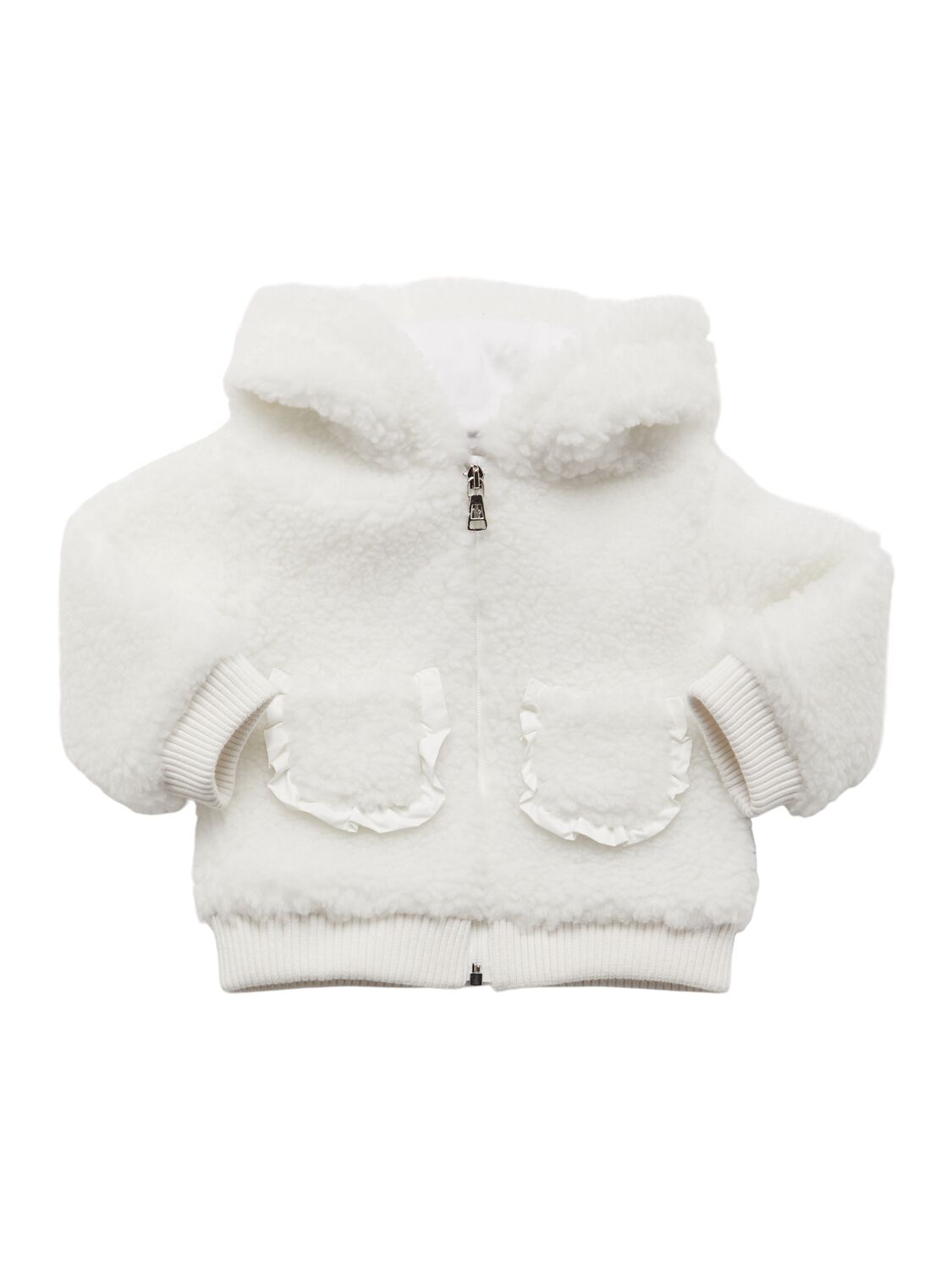 Moncler Teddy Tech Hooded Zip-up Jacket In Gray