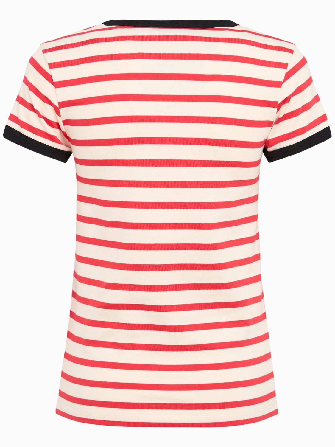 Valentino Women Ivory Striped Jersey Embroidered T-shirt