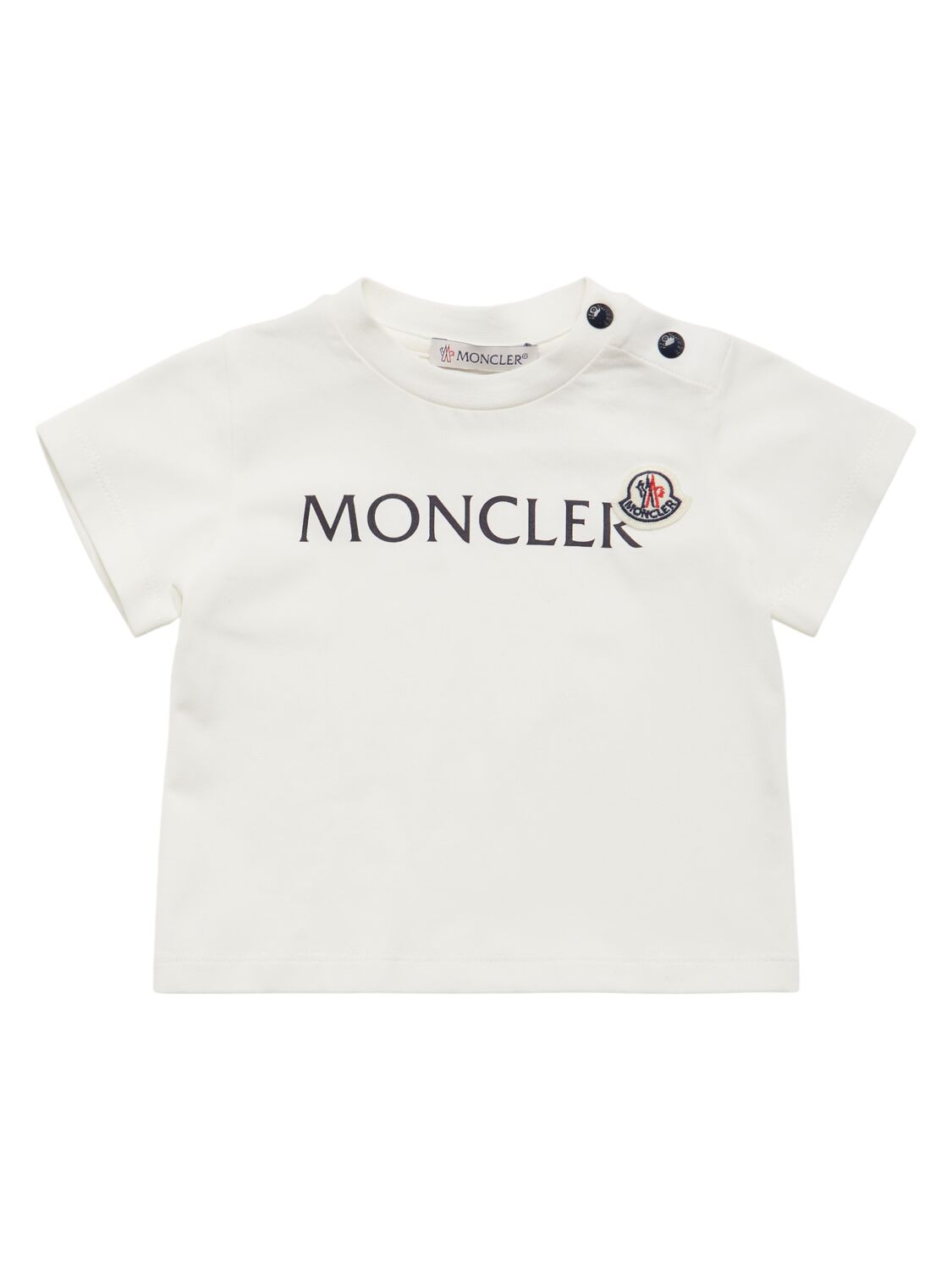 Moncler Babies' Logo Cotton Blend Jersey T-shirt In White