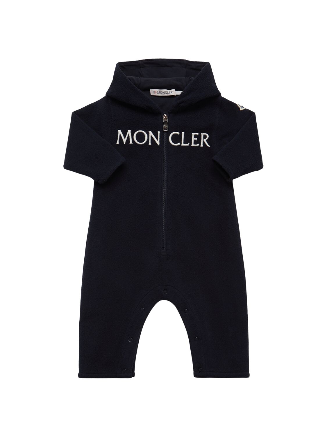 Moncler Stretch Tech Teddy Bear Romper In Black
