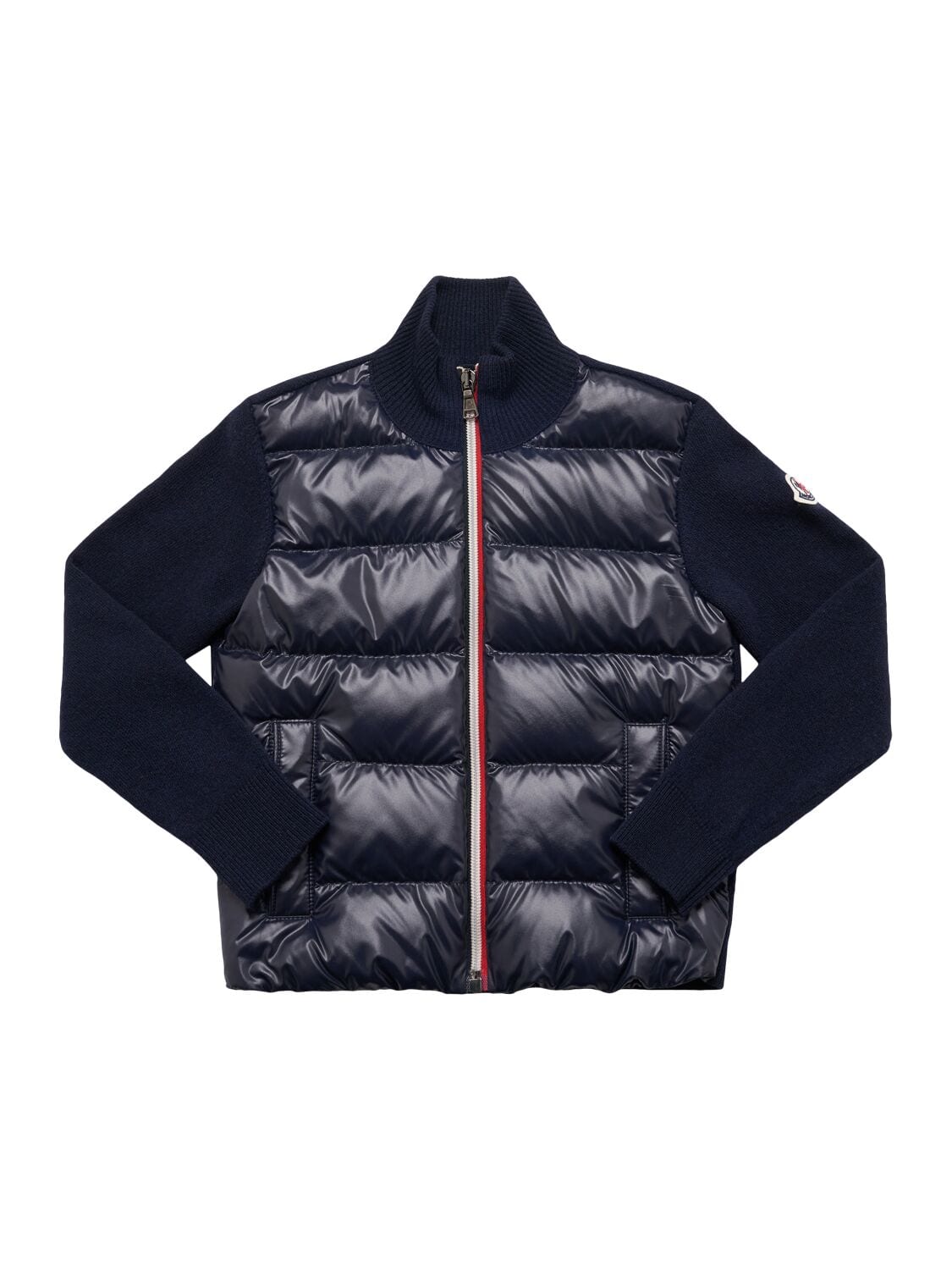 Padded Wool & Tech Zip-up Cardigan