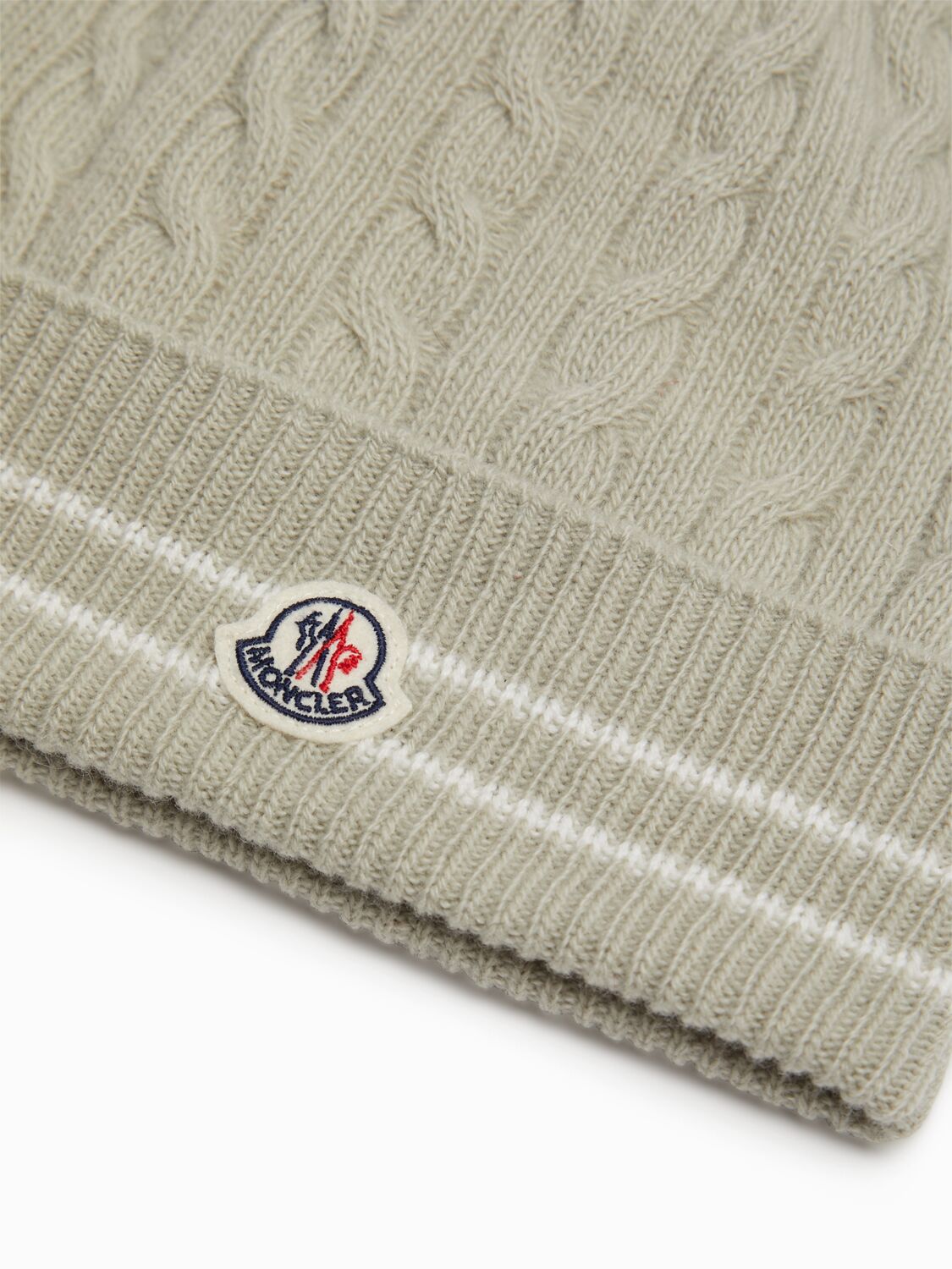 Moncler Stripe Trimmed Virgin Wool Beanie