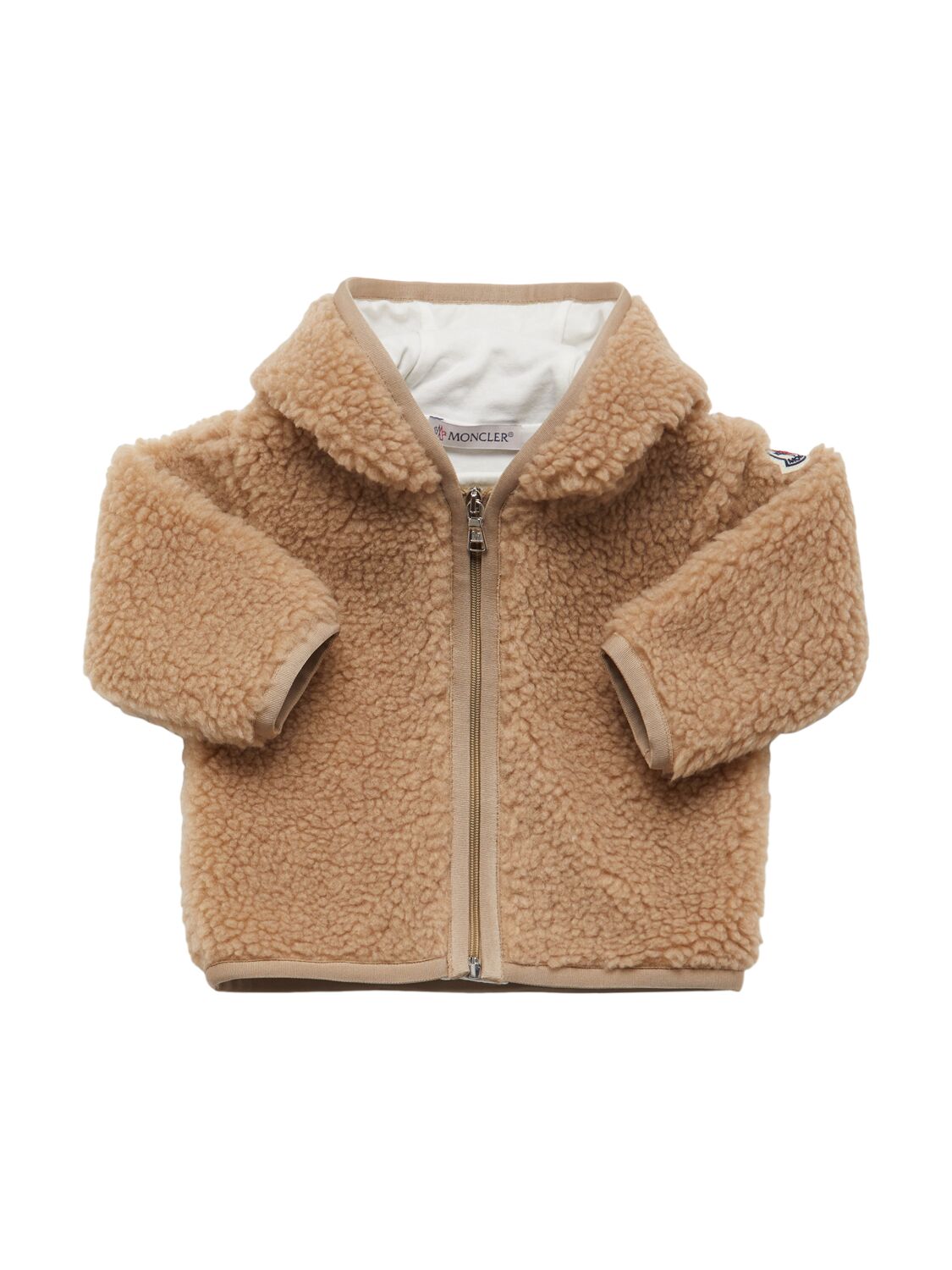 Moncler Teddy Ears Tech Zip-up Hoodie Jacket In Metallic