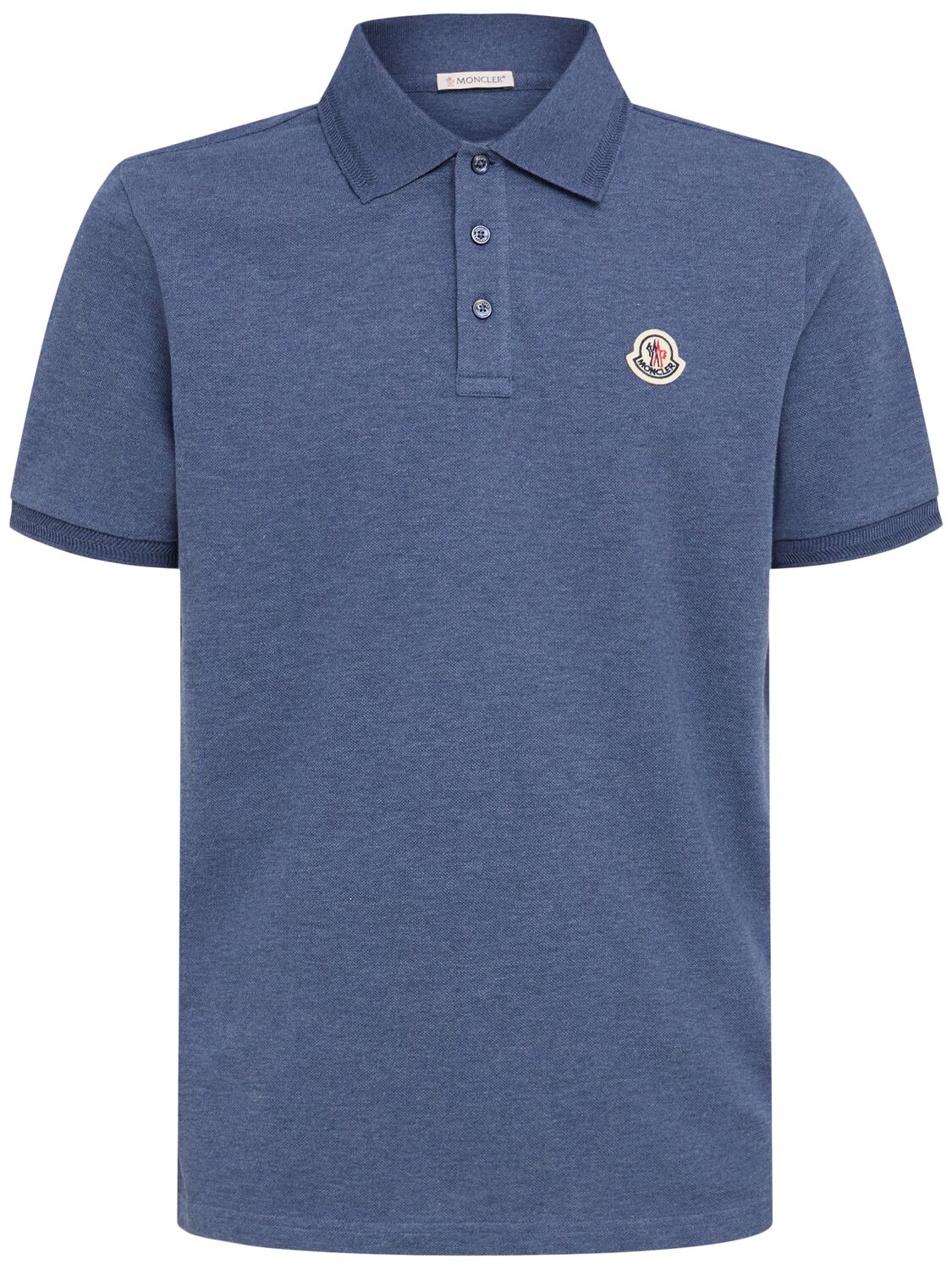 Logo Patch Cotton Piquet Polo Shirt - MONCLER - Modalova