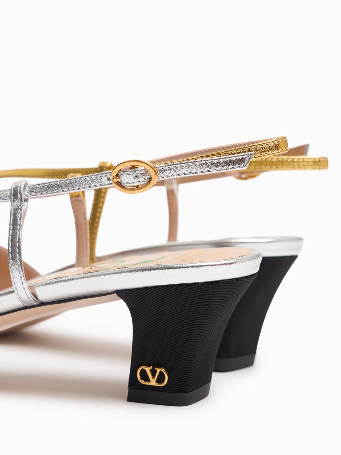 Valentino Slingback Decollete Bowow In Moire Tissue In Black
