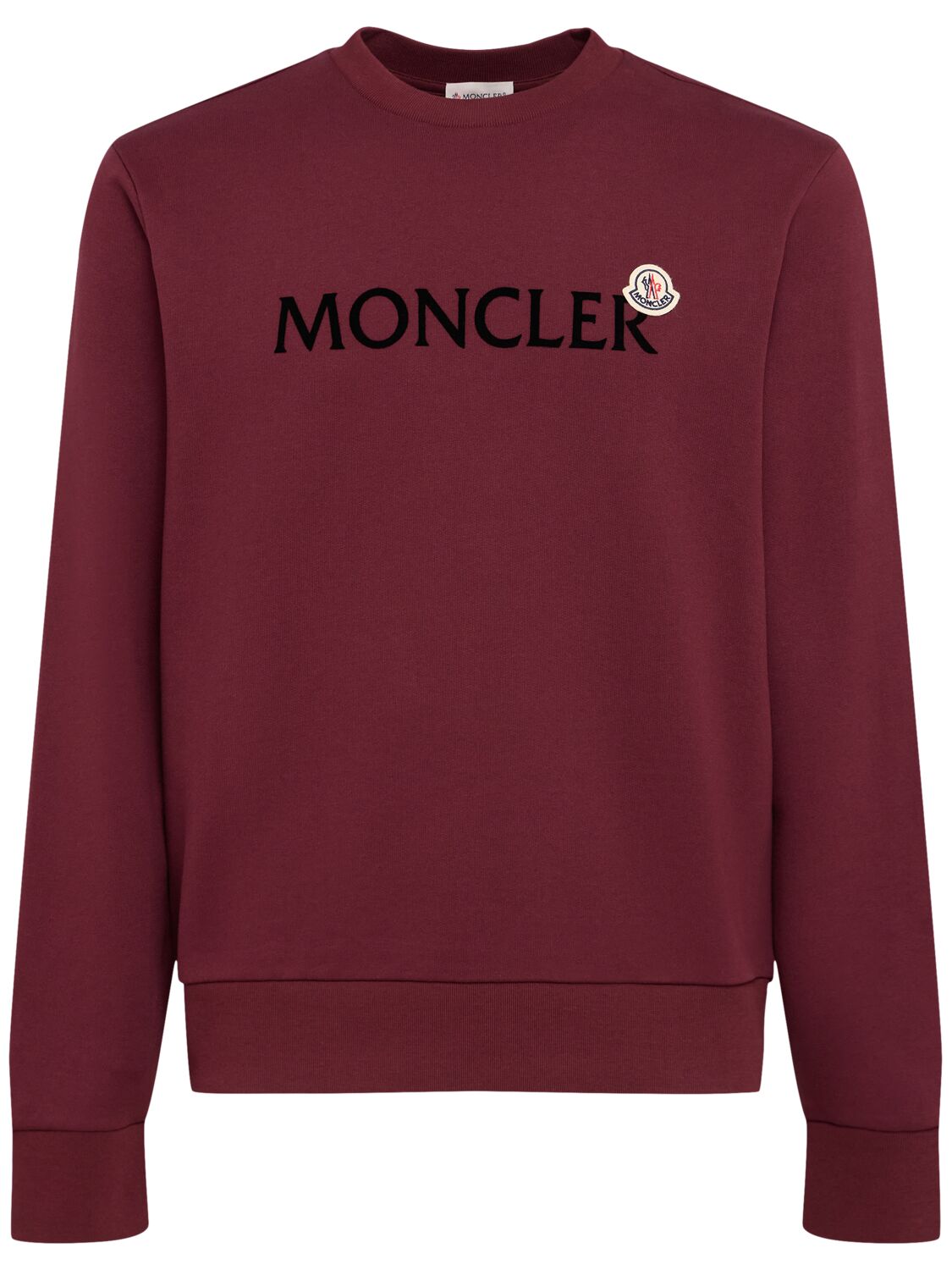 MONCLER Logo Cotton Fleece Crewneck Sweatshirt