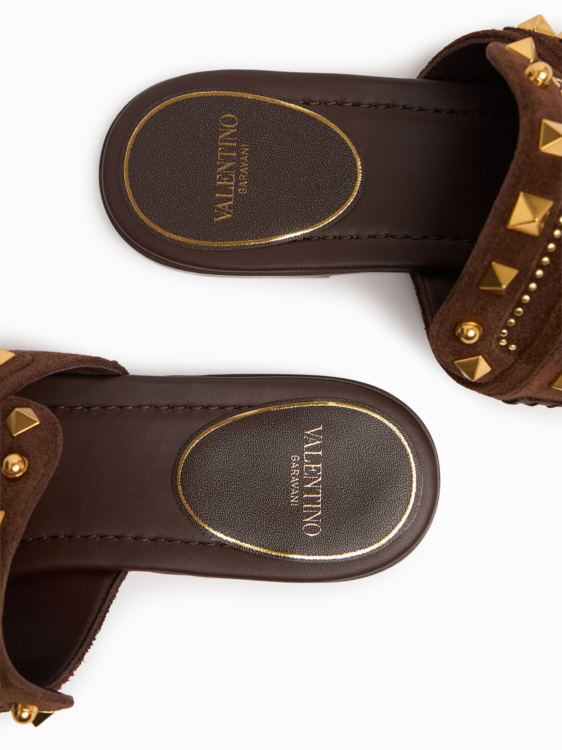 Valentino Garavani Plaster Caster Flip Flops With Gold Accents And Open Toe
