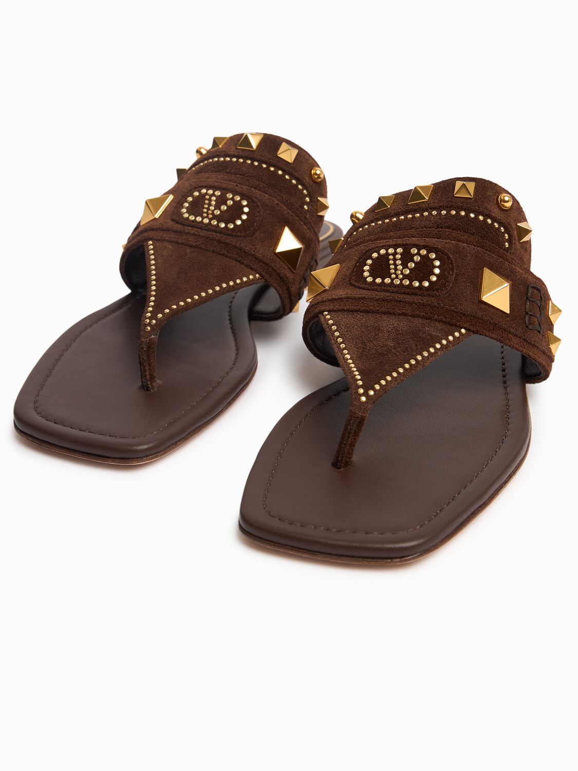 Valentino Garavani Plaster Caster Flip Flops With Gold Accents And Open Toe