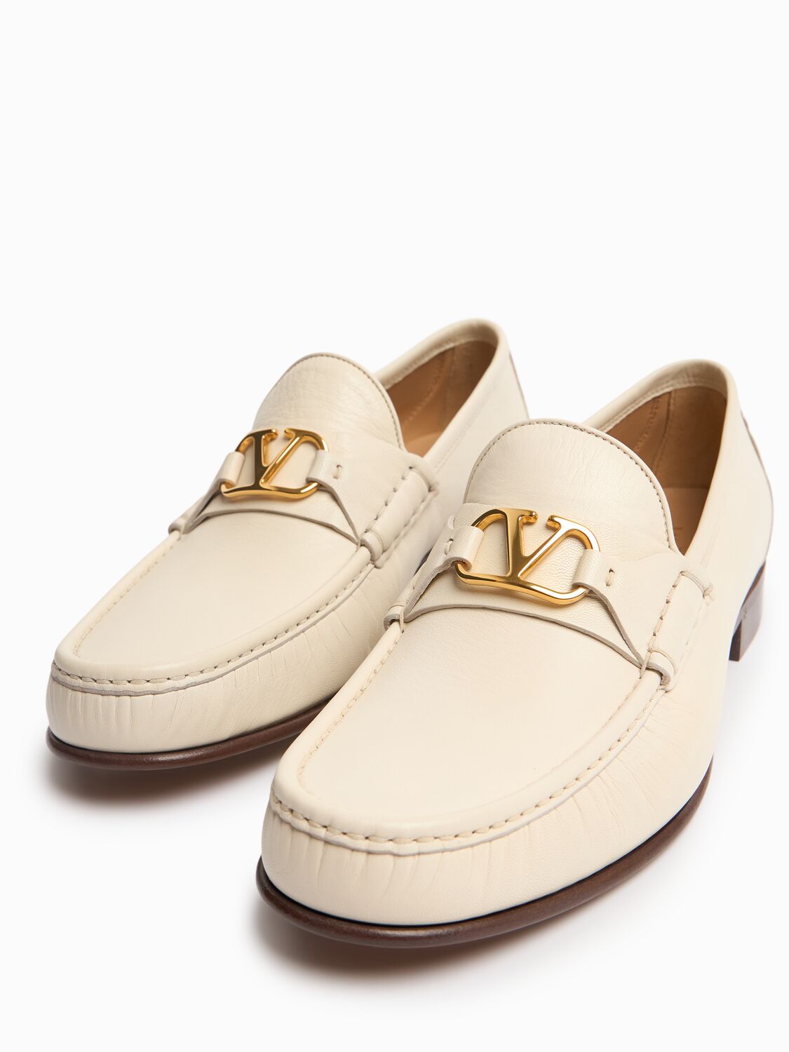 Valentino V Logo Leather Loafers
