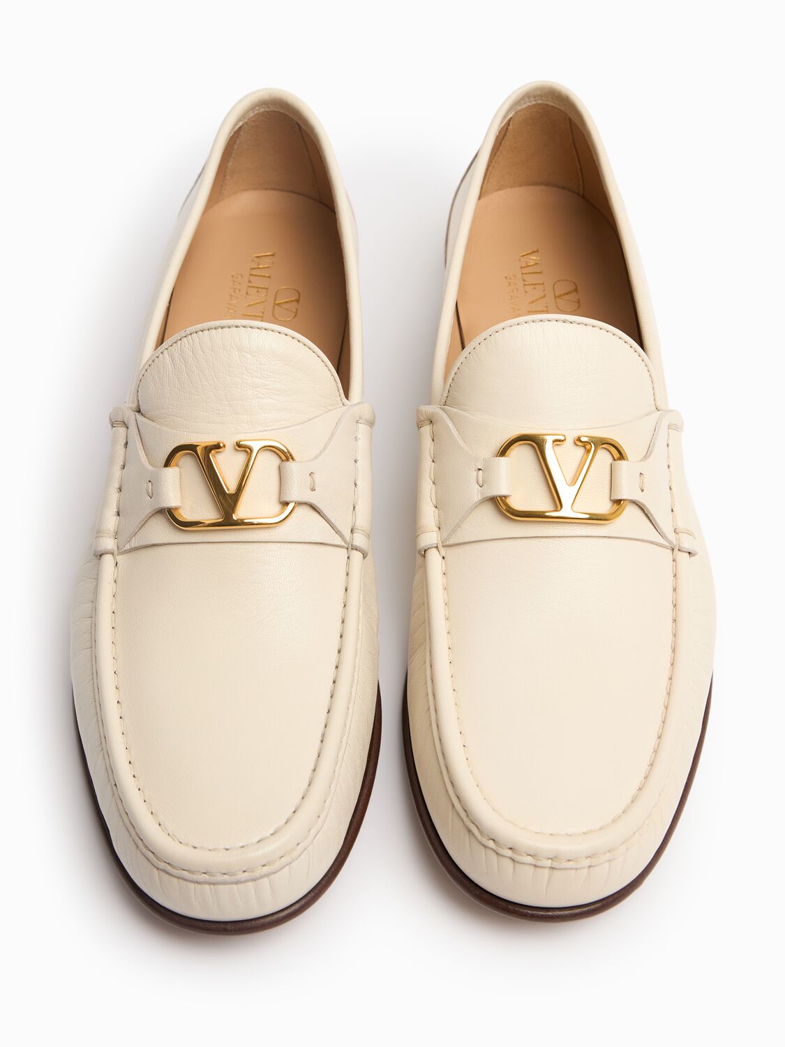 Valentino V Logo Leather Loafers