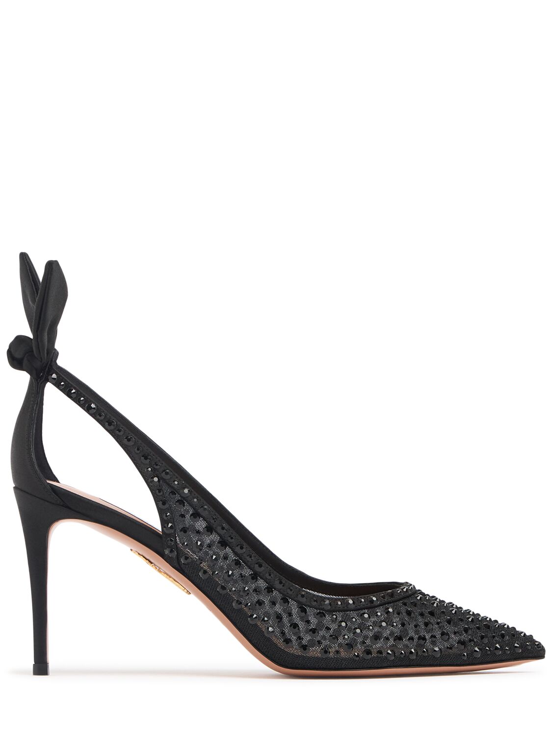 Aquazzura Bow Tie 105 Crystal Tulle Pointed-toe Flats