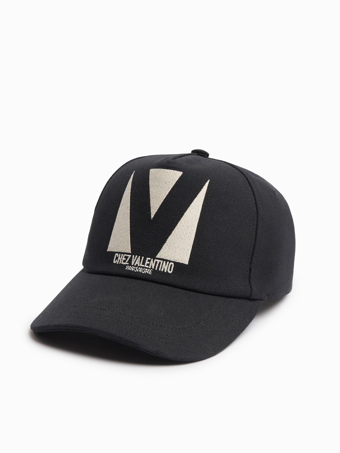Valentino Garavani Black Hat With Logo On The Front In Cotton Man In Gray