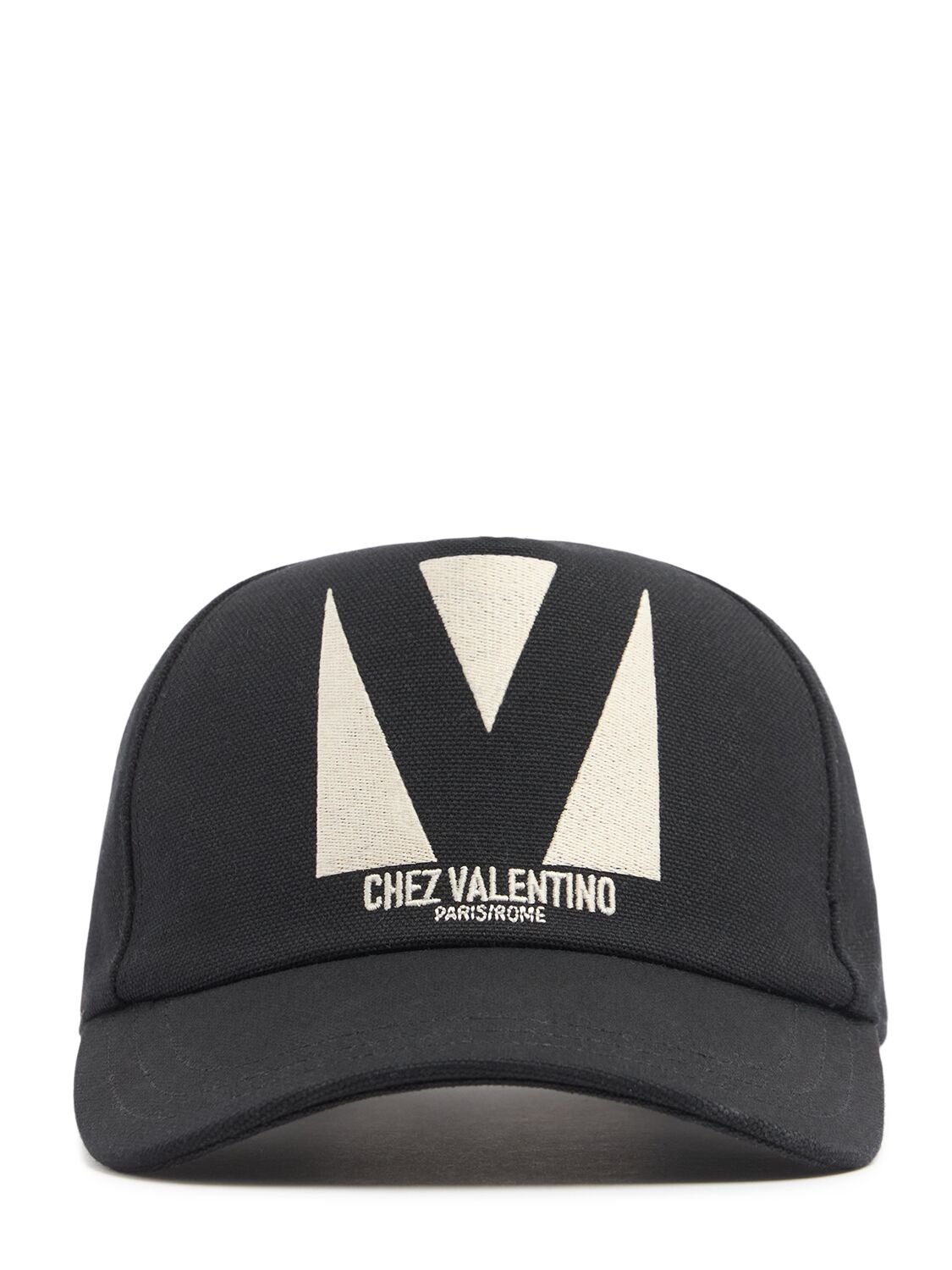 Valentino Garavani Black Hat With Logo On The Front In Cotton Man In Gray