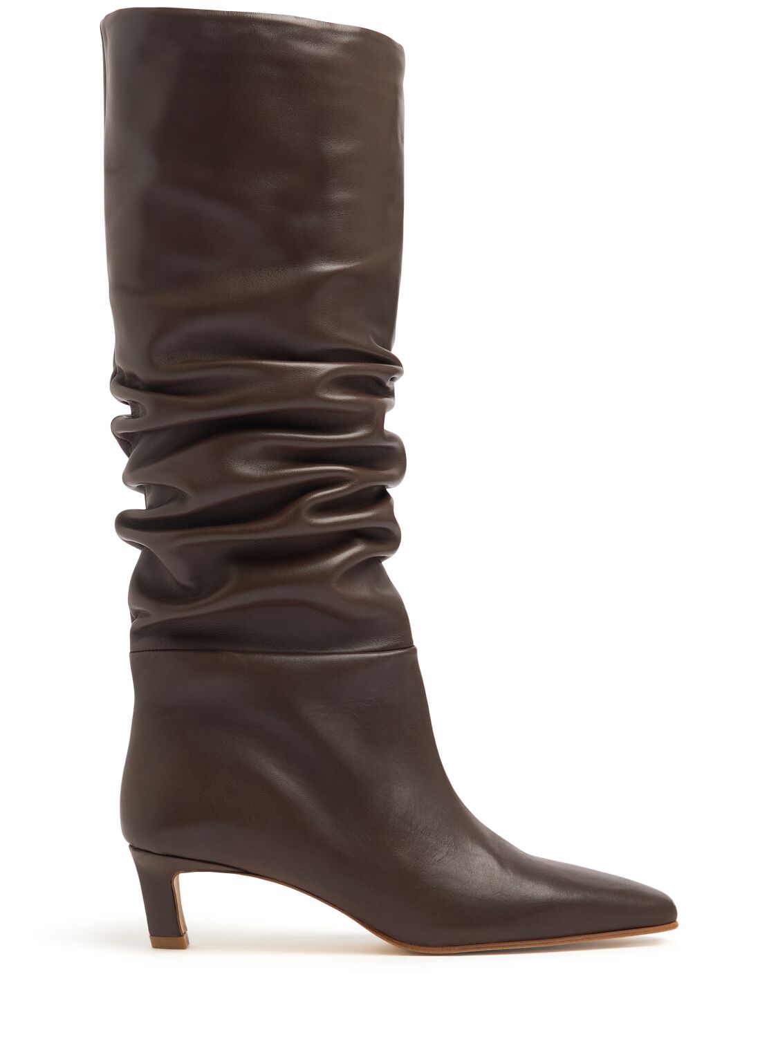 50mm Kalila Gathered Leather Tall Boots