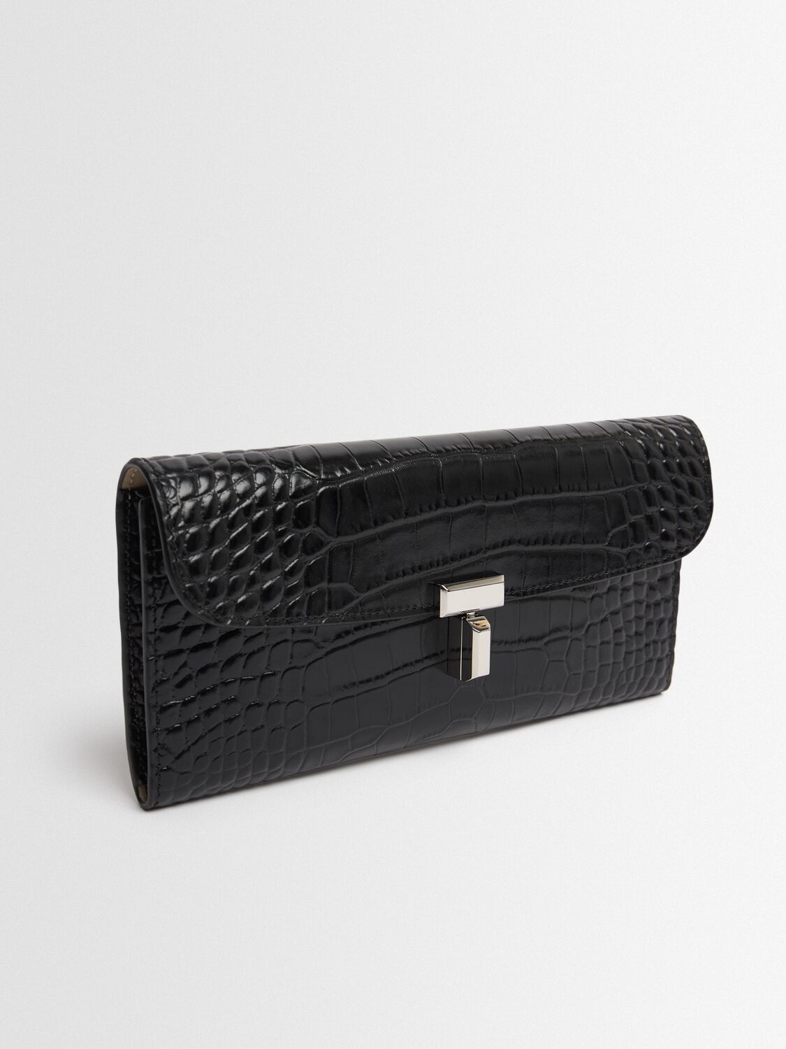 Totême T-lock Croc Embossed Leather Wallet