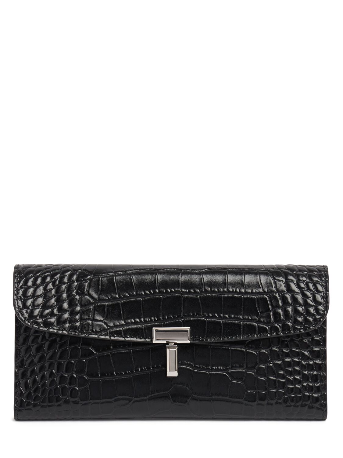 Totême T-lock Croc Embossed Leather Wallet