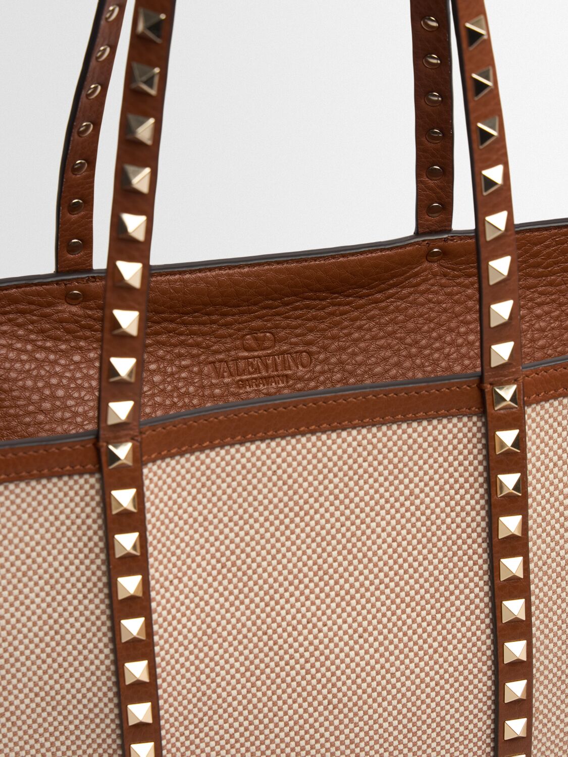 Valentino Rockstud Canvas Tote Bag