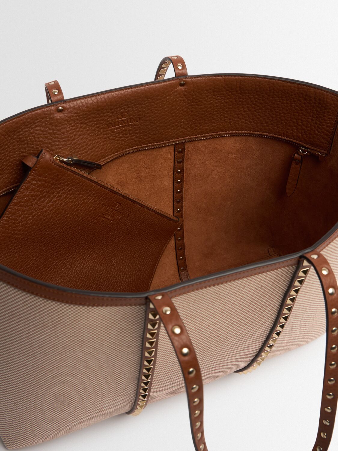 Valentino Rockstud Canvas Tote Bag