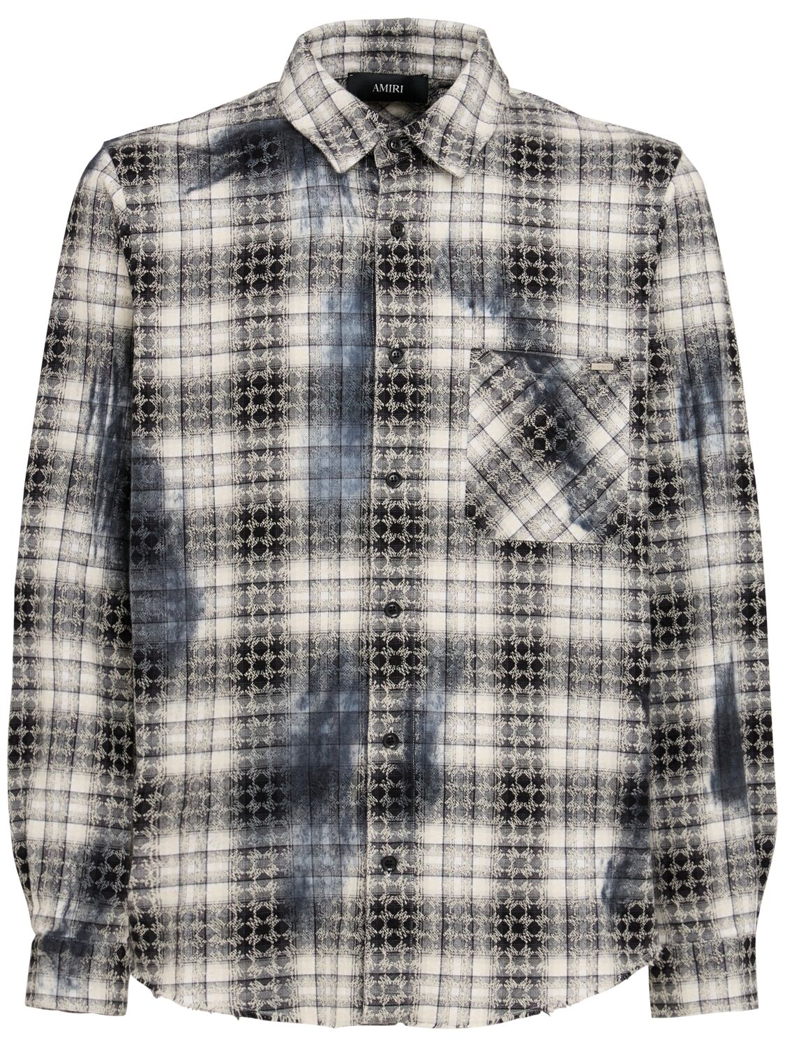 Amiri Ma Quad Bleach Splatter Flannel Button-up Shirt In Black