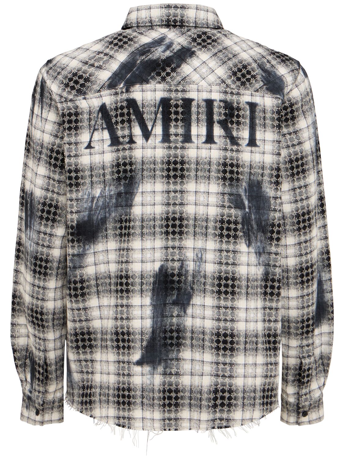 Amiri Ma Quad Bleach Splatter Flannel Button-up Shirt In Black
