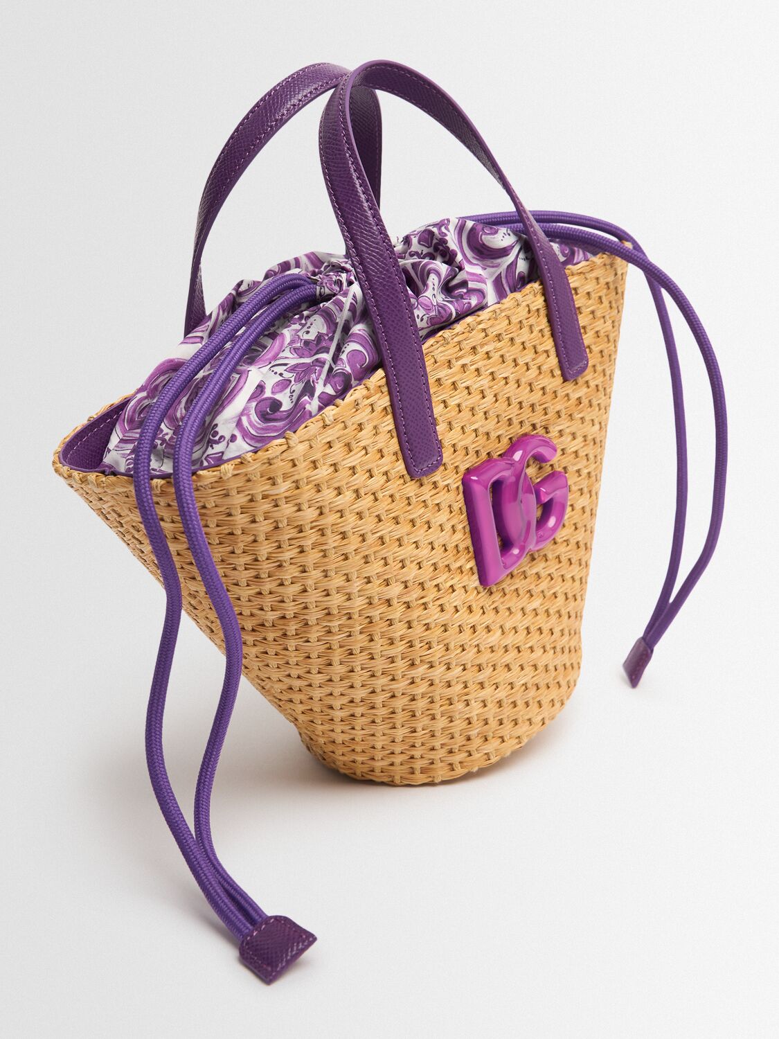 Dolce & Gabbana Embroidered Logo Raffia Tote Bag