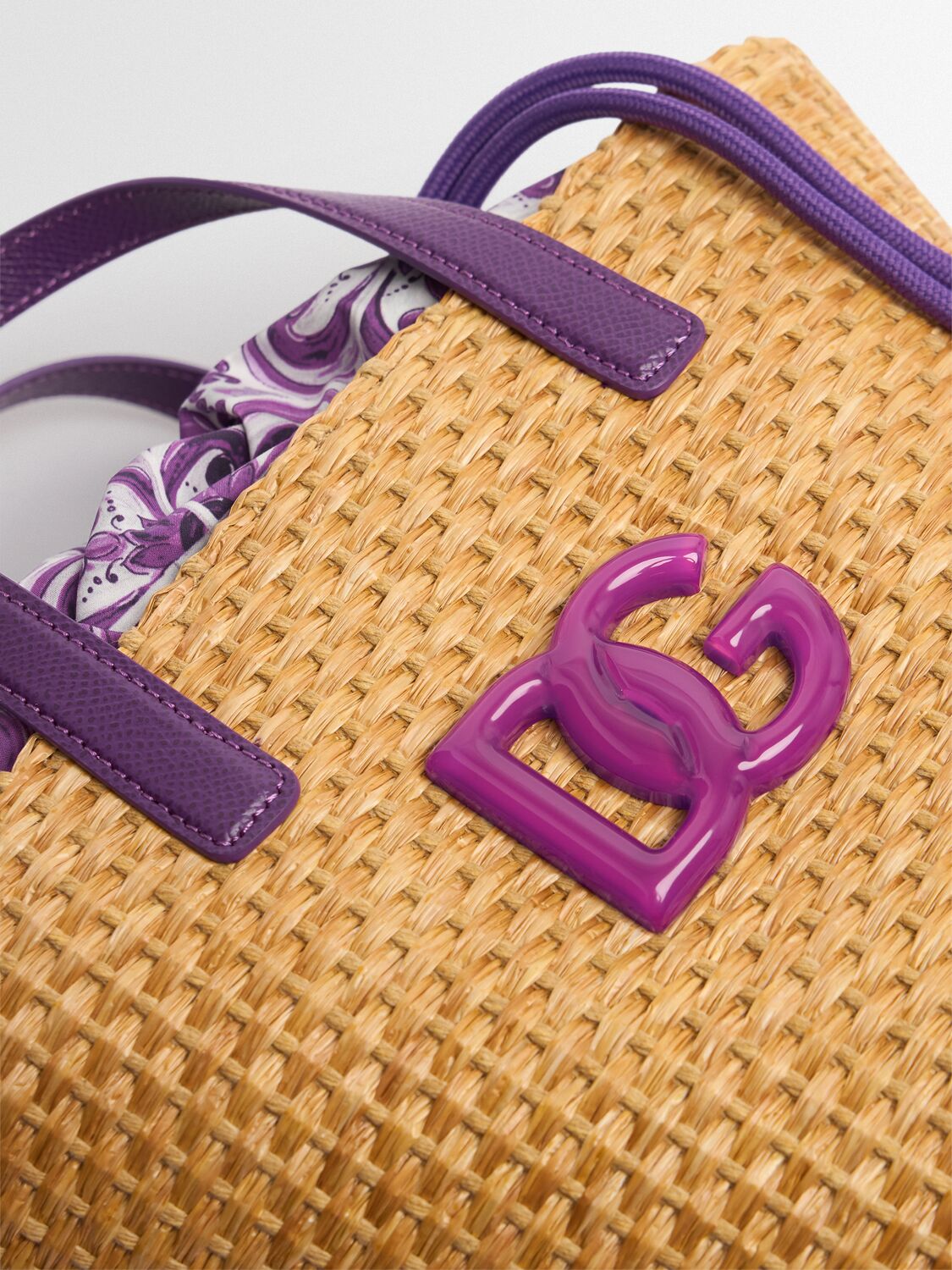 Dolce & Gabbana Embroidered Logo Raffia Tote Bag