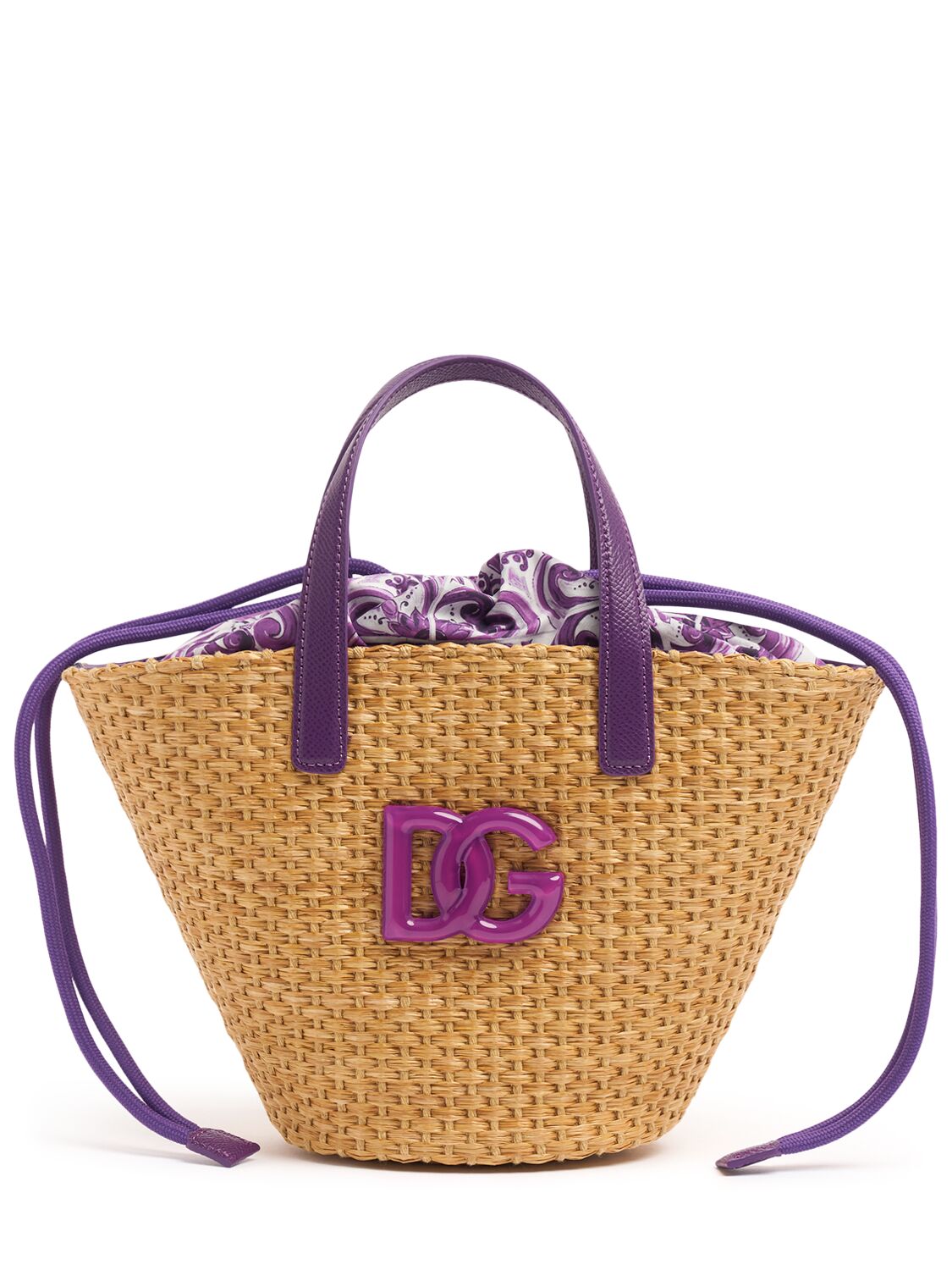 Dolce & Gabbana Embroidered Logo Raffia Tote Bag